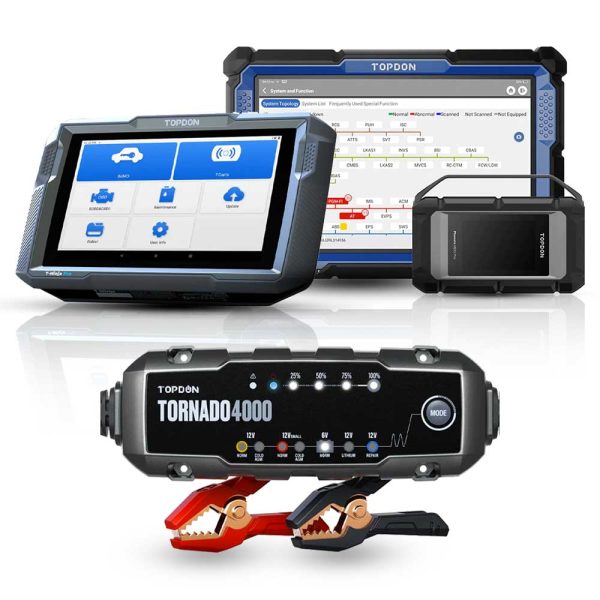 TOPDON Phoenix Smart Diagnostic Scanner with T-Ninja Pro Key Programmer and TORNADO 4000 Battery Charger Online now