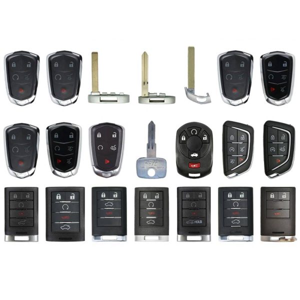 AKS KEYS Aftermarket Starter Pack with 25 Cadillac Remotes, Shells, Key Blanks and Blades For Cheap
