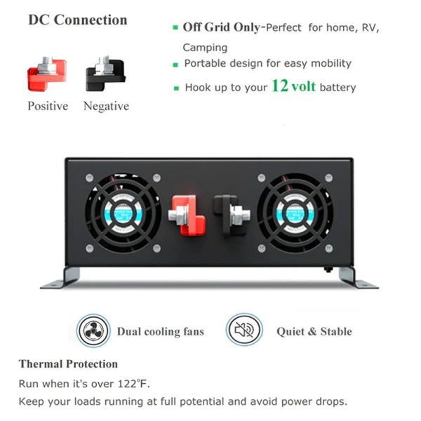 RBP - 5000W Power Inverter 12VDC, 24VDC and 48VDC to 120VAC Pure Sine Wave High Frequency Off Grid Solar Inverter Online Hot Sale - Image 5