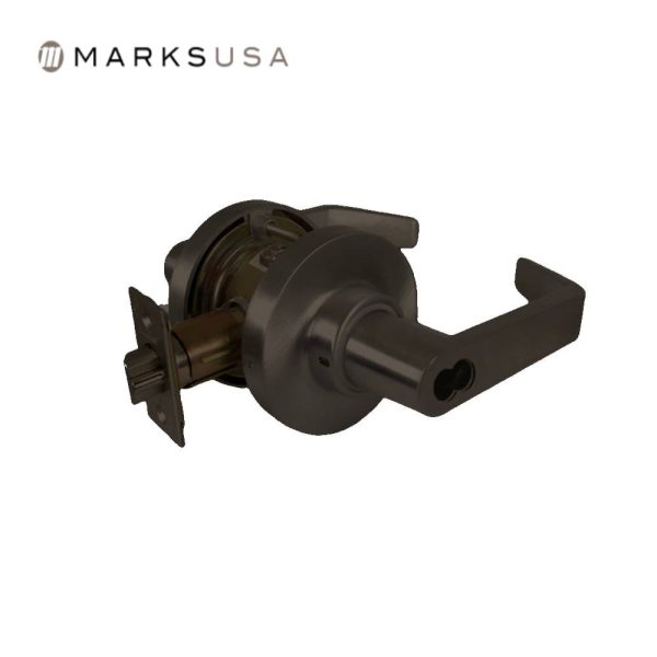 Marks USA - 195RS - Classroom Function Cylindrical Lock - Schlage FSIC Less Core - American Lever - 3-7 16 Rose Diameter - 2-3 4 Backset - Non-Handed - F84 ANSI - Grade 1 - Oil Rubbed Bronze Hot on Sale - Image 2