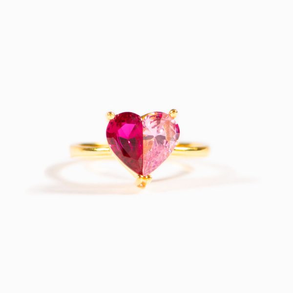 Pieced Heart Birthstone Ring For Sale