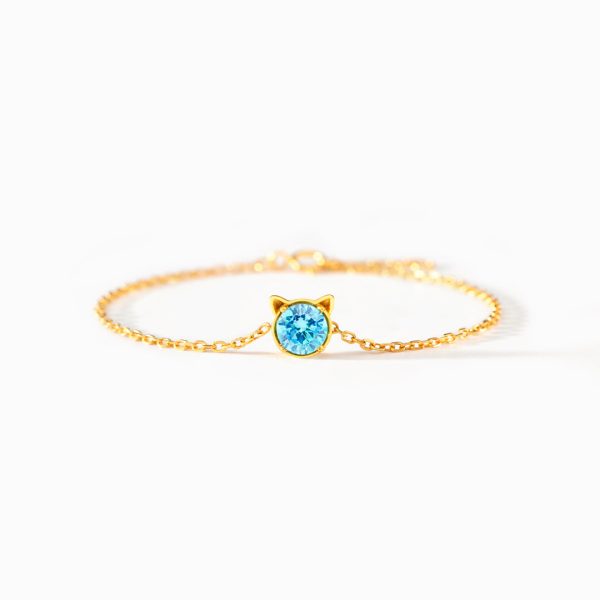 Birthstone Cat Bracelet Fashion